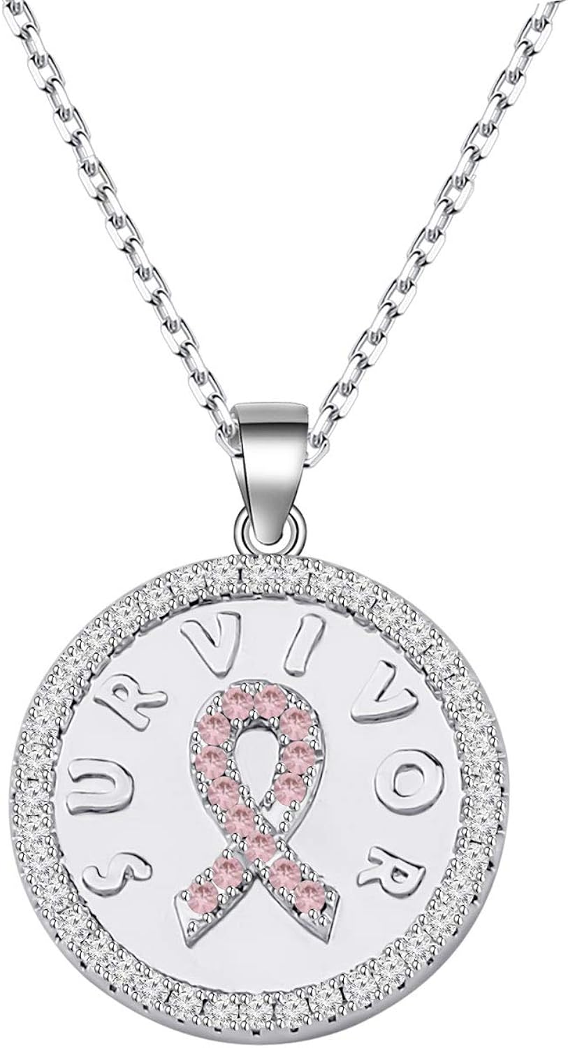 LQRI Cancer Survivor Gift Necklace Breast Cancer Awareness