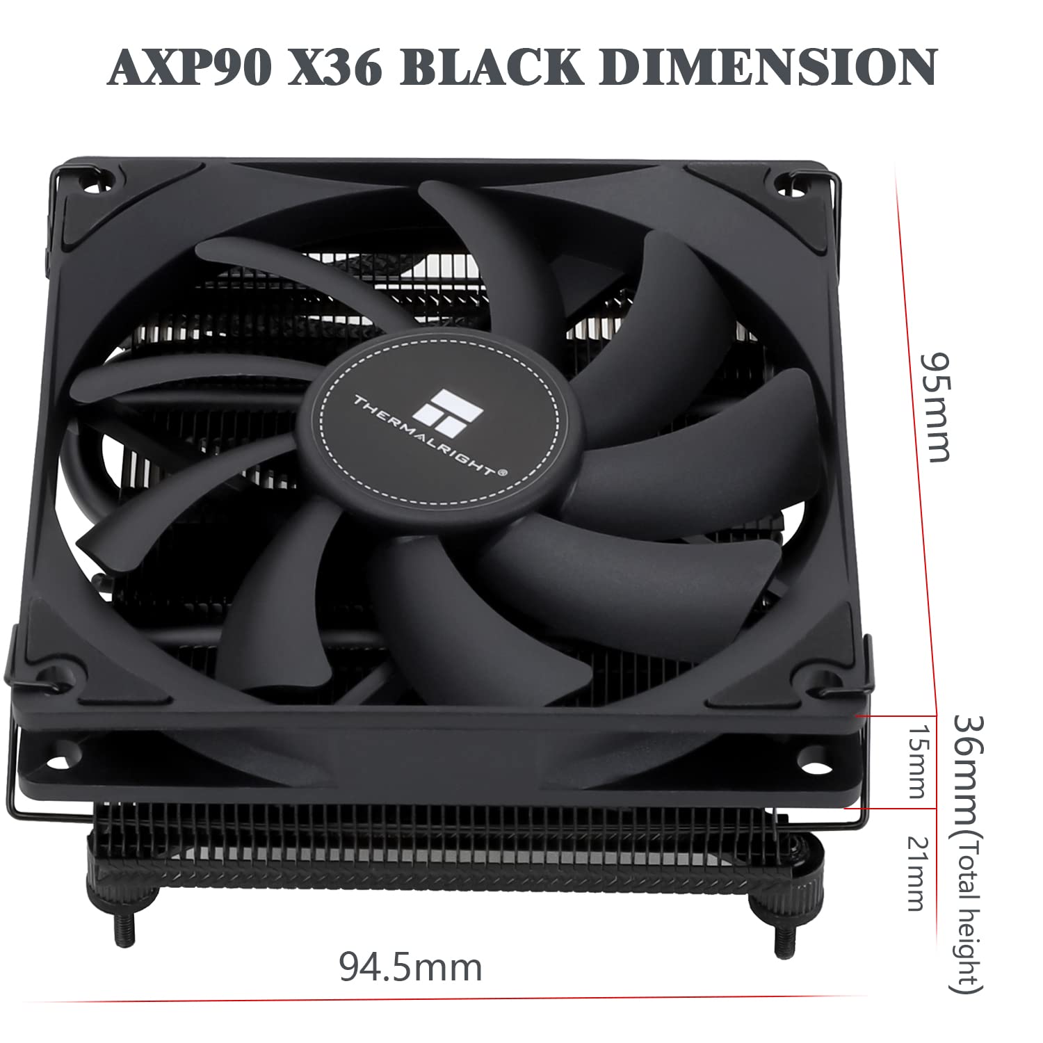 Thermalright AXP90 X36 Black Low Profile CPU Cooler, 36mm Height, TL-9015B Slim PWM CPU Fan, AGHP Technology, Computer ITX CPU Heatsink Cooler, for AMD:AM4 AM5/Intel 1150/1151/1200/1700