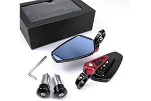 OKSTNO 1Set 7/8" 22mm Universal Motorcycle Aluminum Rear View Handle Bar End Side Rearview Mirrors (Red)