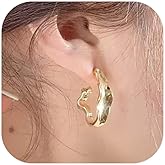 Gold Earrings for Women Chunky Twist Hypoallergenic Geometric Earrings Statement Lightweight Trendy Fashion Jewelry Valentine's Day Gifts