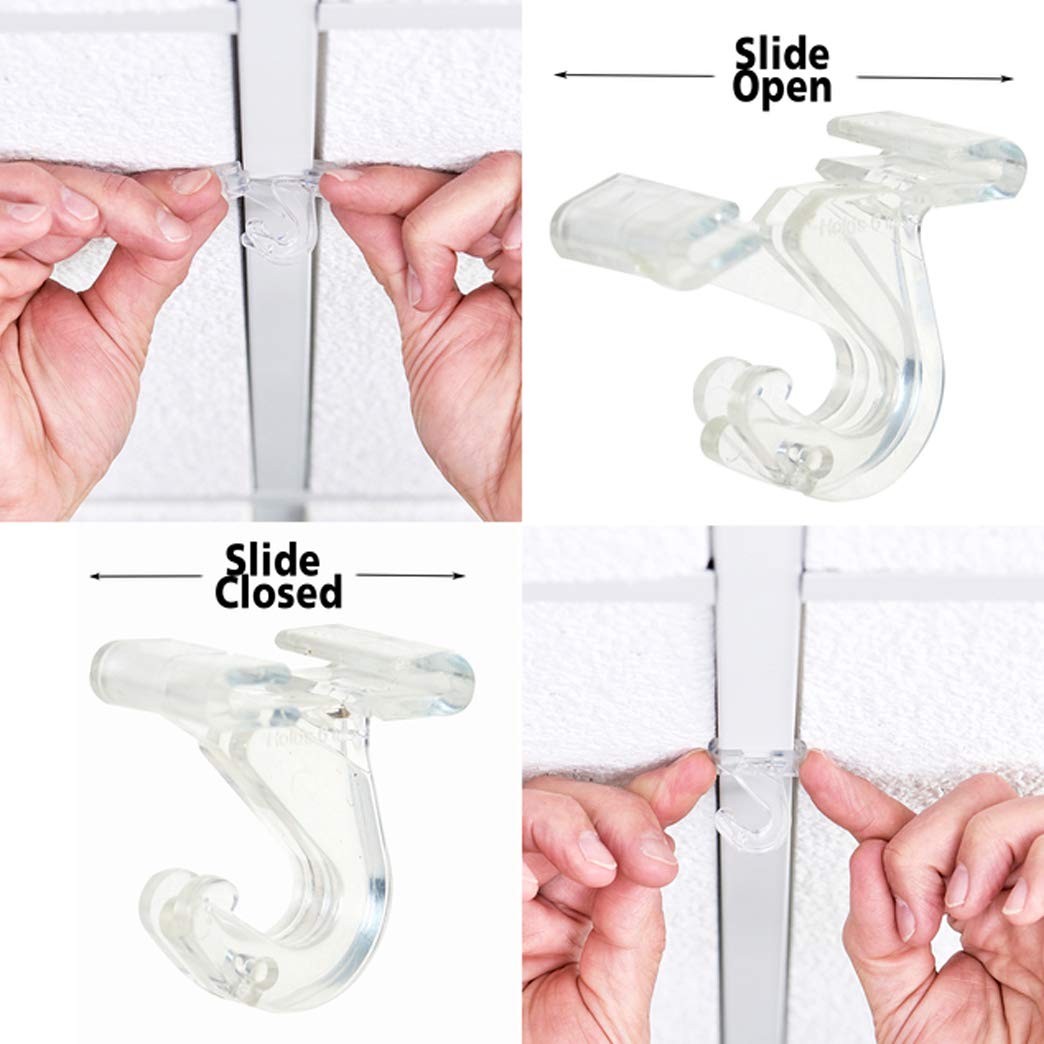 10 Pack High Strength Crystal Clear Hinged Ceiling Hook For