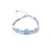 Natural Aquamarine Bracelet Multi-Cut Beads Unique Design With Freshwater Pearls And Adjustable Chain