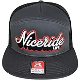 NICERIDE Snapback Half Pipe Grey 7 Panel Trucker Hat, Adjustable for Comfort and Fit, Lightweight and Breathable, Low Profile Design - Embroidered Logo