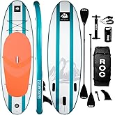 Roc Inflatable Stand Up Paddle Boards with Premium SUP Paddle Board Accessories, Wide Stable Design, Non-Slip Comfort Deck for Youth & Adults