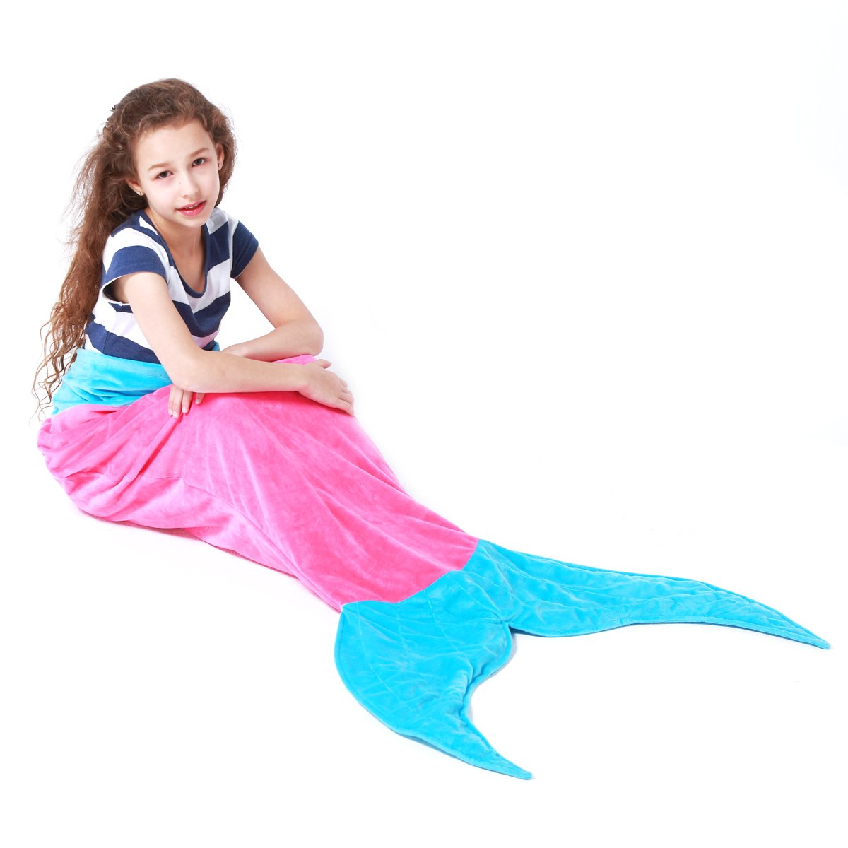 Echolife Mermaid Tail Blanket Super Soft Fleece Sleeping Bags Flannel Mermaid Blanket Tail Great Gifts for Kids Girls 3-12 Year Olds (Pink)
