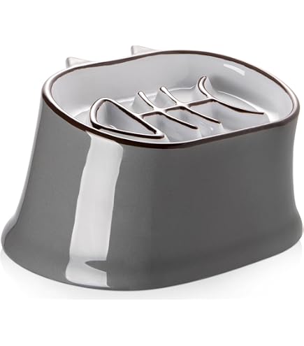 LE SERVETA Macaron Ceramic Slow Feeder Cat Bowl - Raised Puzzle Bowl With Cute Ears, Anti-Vomit & Whisker Friendly (Green)