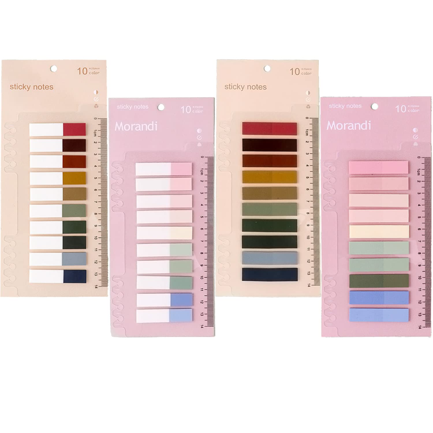 CLEYCYE Sticky Index Tabs, 4 Pack 800Pcs Book Annotation Kit Colored Page Markers File Flags with Ruler, Translucent Pastel Sticky Notes for annotating Books School and Office