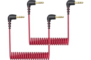 WEISHAN 2-Pack 3.5mm Microphone Cable Compatible with Rode Wireless Pro / Wireless Go 2 / DJI Mic 2 and Hollyland Lark M1 M2 150 Max Duo, Coiled Dual 3.5mm TRS Patch Cable Audio Mic Cord for DSLR Cameras