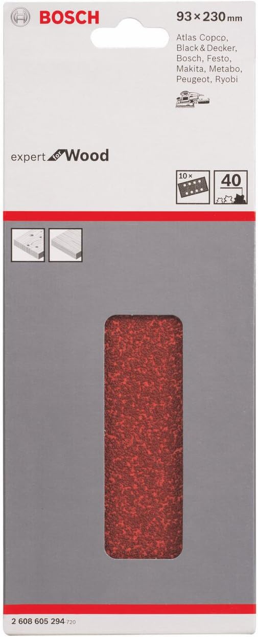 Bosch 2608605294 93 x 230 mm Sanding Sheets for Orbital Sanders, Red, 93mm x 230mm - Image 3