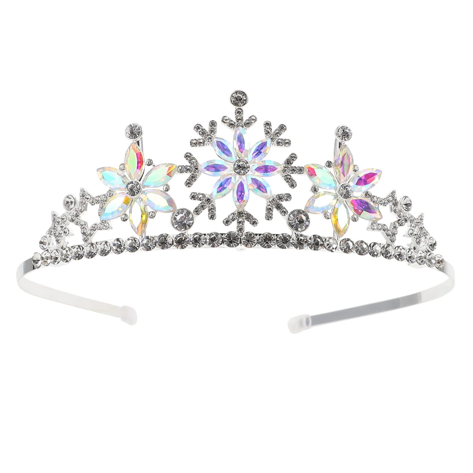 FRCOLOR Snowflake Rhinestone Crown, Christmas Snowflake Headband Tiara Kids Princess Crown Silver