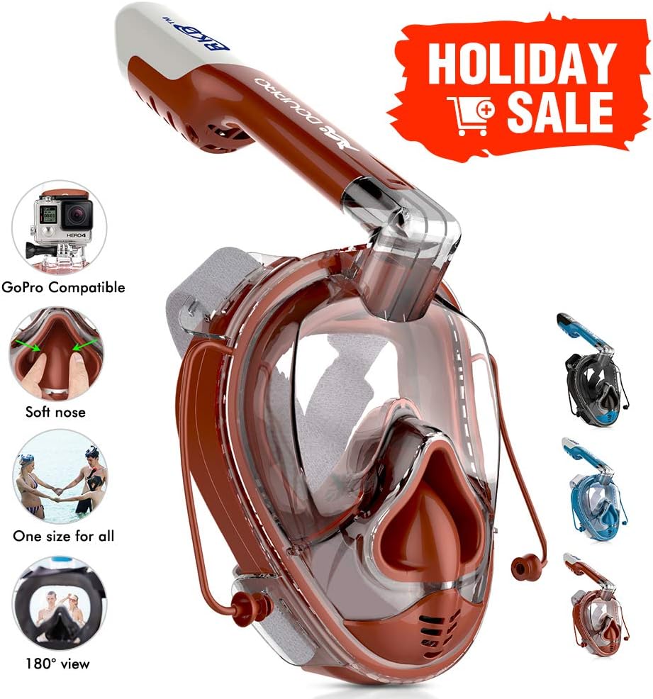 DOUPRO Snorkel Mask Universal Size Easybreath Snorkeling Mask 180° Panoramic View Ear Pressure Balance Anti-Fog Anti-Leak Fit Perfectly and Comfortably for All - 2018 Latest Upgrade