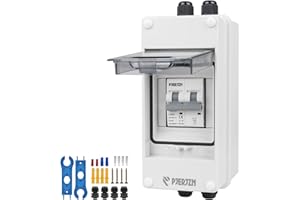 Pjerjzn Solar Panels Disconnect Switch 40A 1000VDC PV Shut Off Switch Outdoor Circuit Breaker Box IP65 Waterproof UV-Proof