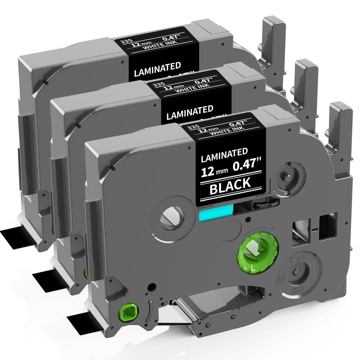 Doruimi Compatible with Brother P Touch TZe-335 TZe335 12mm 0.47 Inch TZe TZ Tape, Laminated White on Black Label Tape, Work with Brother Ptouch PT-H110 H100R P300BT D210VP H101C H200 GL-H105, 3-Pack