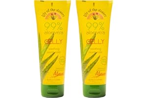 Lily Of The Desert Gelly Moisturizer - 99% Organic Aloe Vera Gel for Skin, After Sun Care with Aloe, Vitamin E Oil, and Vitamin C for Sunburn Relief, 8 Fl Oz (Pack of 2)