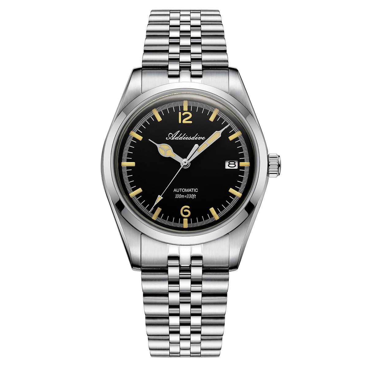 ADDIESDIVE 39 MM Luxury Mechanical Watch for Men Automatic NH35a Matte Black Dial Convex Glass Retro Luminious Steel