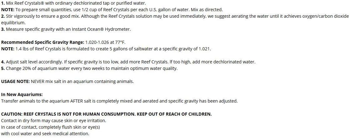 instant ocean reef crystals parameters