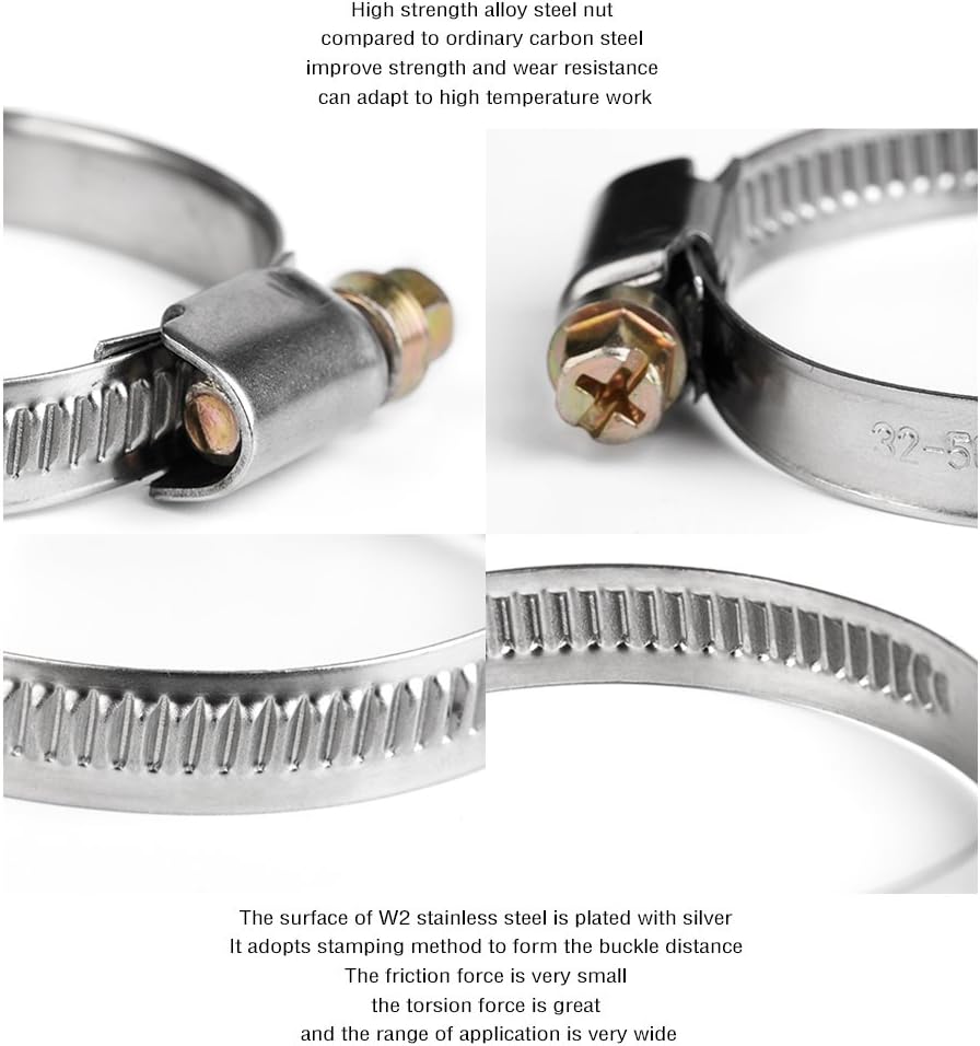 10Pcs 32mm-50mm DIN3017 Adjustable Stainless Steel Worm Drive Hose Clamp/NANDEYIBI Drive Pipes/Connection Fittings for Home Gas Pipe/Car/Tractor/Locomotive/Ship - Image 5