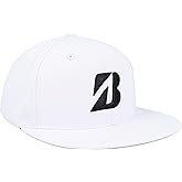 Bridgestone Tour Flat Snapback Cap (White, Adjustable) 2023 Golf Hat
