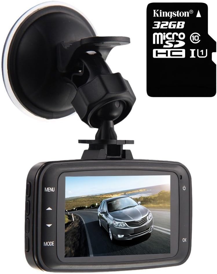 GS8000L Car DVR 1080P,HD Traveling Driving Data Recorder Camcorder Vehicle Camera Night Version Dashboard Dash Cam with 140 Degree Angle View Black,Come with 32GB TF Memory Card