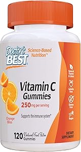 Doctor's Best Vitamin C Gummies, 250mgper Serving, 120ct, Great Tasting Immune & Antioxidant Support Supplement, Natural Fruit Pectin, Vegan, Gluten Free