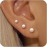 ZNBOH 3 Pairs 14k Gold Stud Earrings for Women Hypoallergenic 925 Sterling Silver Post Dainty Silver Cartilage Tragus Earrings Stacks Set Trendy Small Diamond Heart Multiple Piercing Jewelry for Men