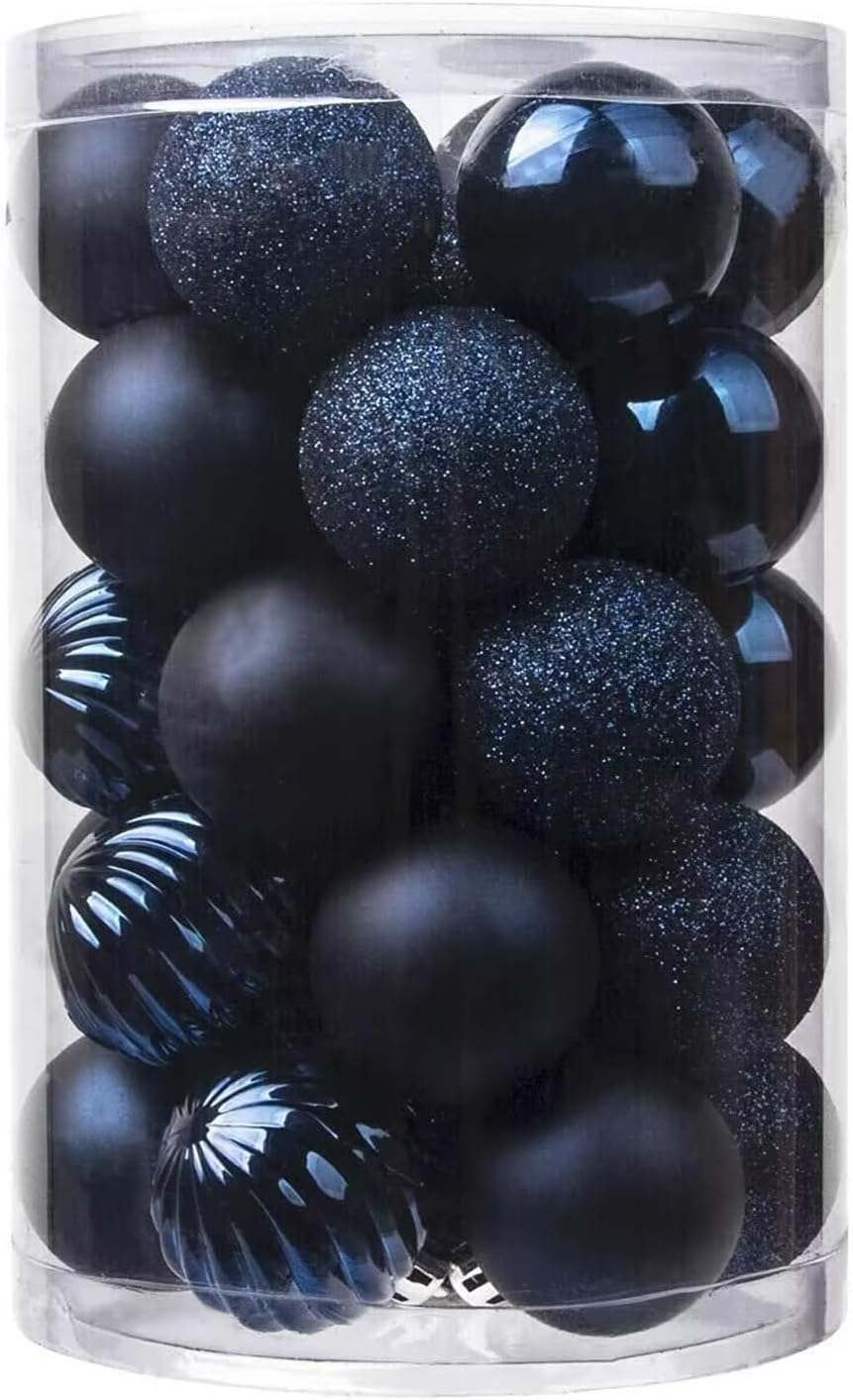 Photo 1 of YYCRAFT 12ct Christmas Ball Ornaments 8CM for Xmas Tree Christmas Decorations Shatterproof Hooks Included (Navy, L)