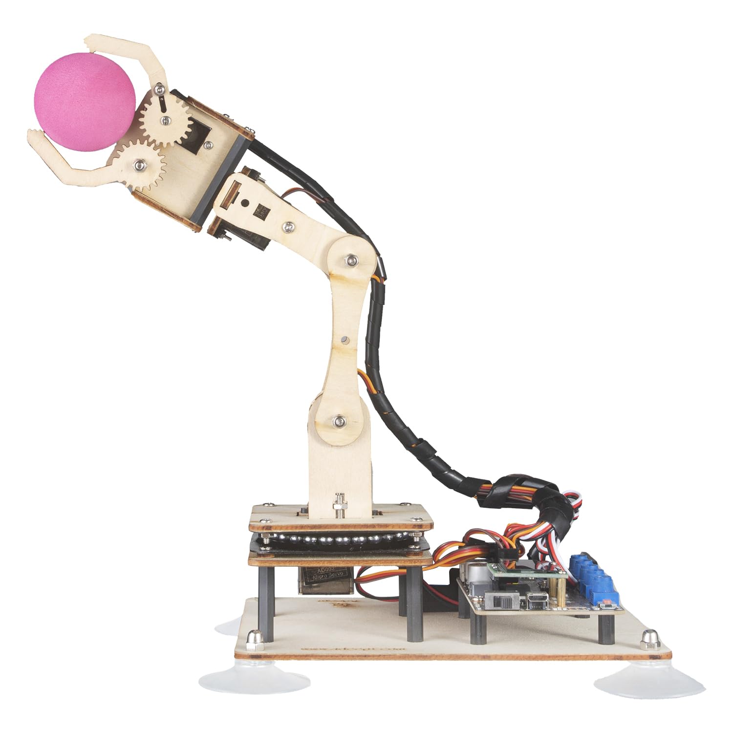 Adeept Robot Arm 5-DOF Programmable STEM – DIY Kit with OLED Display, 5 Axes, Compatible with Arduino IDE (PDF Tutorial Via Download Link) (Wood)