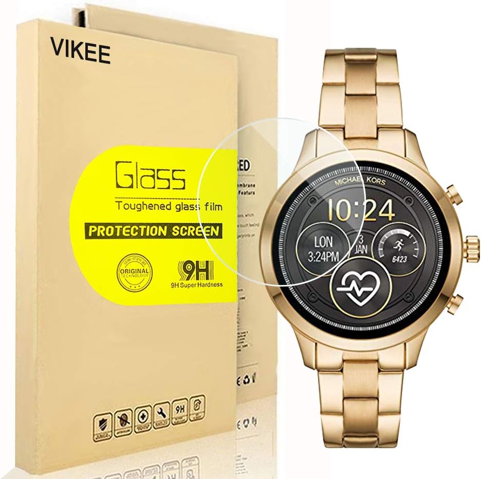 [4-Pack] Michael Kors Access Runway 2018 Screen Protector, VIKEE HD Clear Film[Scratch Resistant Anti-Fall] [Bubble-Free] [Anti-Fingerprints] 9H Hardness Tempered Glass for Michael Kors Access Runway