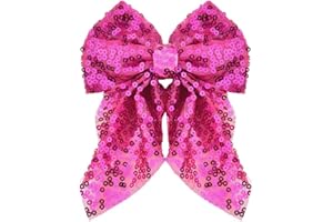 Pink Hair Bow Clips for Women Grirls Hair Bows Hot Pink Bow for Teen Girl Women Big Bow Cheer Bows Cheerleaders Hair Accessor