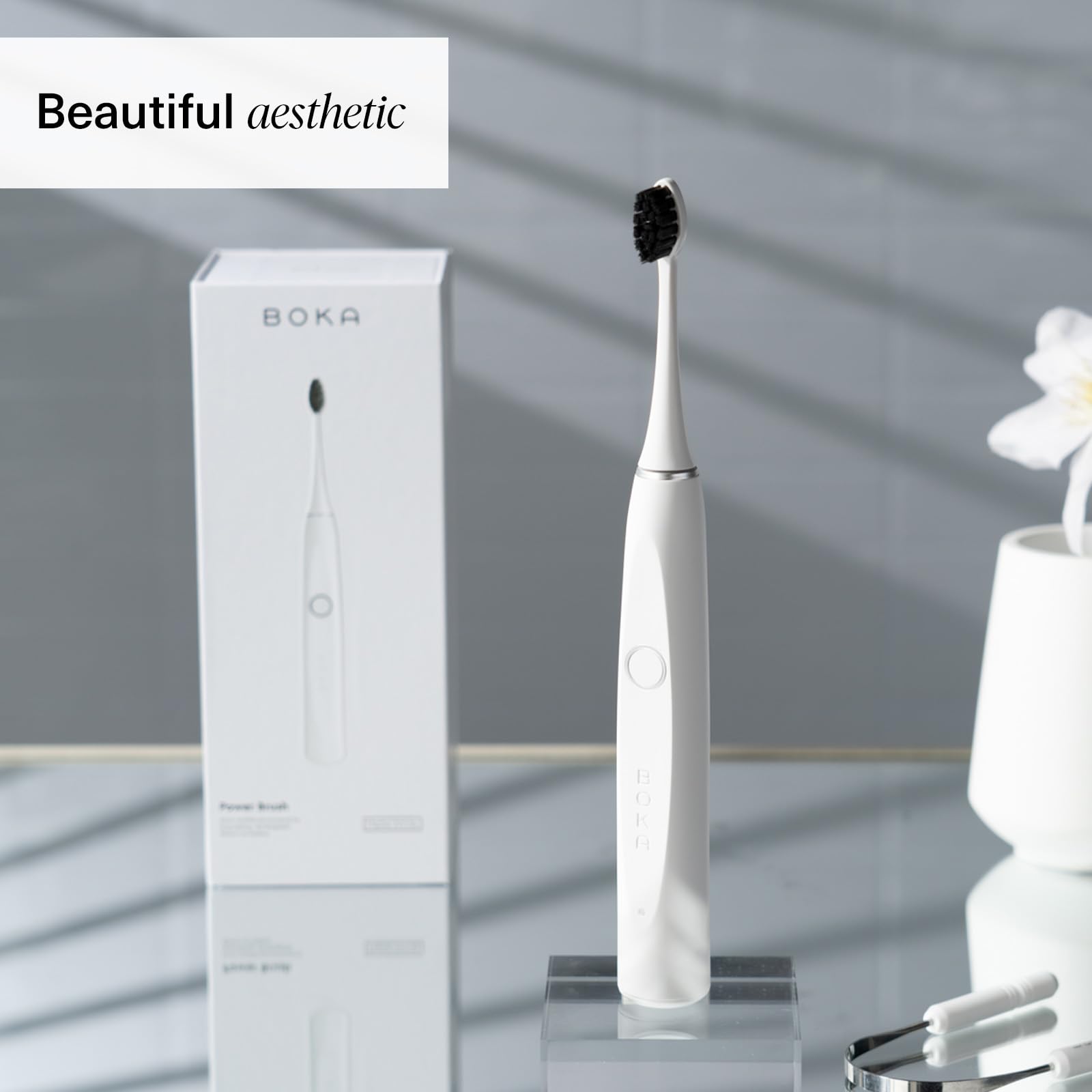 Boka Electric Toothbrush with 2 Heads - Rechargeable Sonic Powered Tooth Brush - Bristles for Deep Cleaning - Dentist Recommended Oral Care - Charging Base with Micro USB (Adults Electric Toothbrush)
