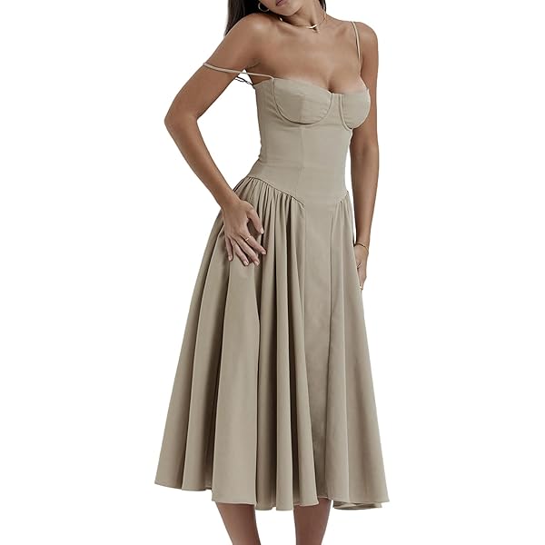 Amazon.com: Drop Waist Midi Corset Dres Y2k Slip Dress Spaghetti Strap  Tulle Vintage Party Dress Flowy Pleated Hem Low Cut Prom Dresses milkmaid  Sundress Bustier Semi Formal Dress (Apricot,Small) : Clothing, Shoes