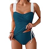 B2prity Tankini Swimsuits for Women Tummy Control Two Piece Bathing Suit High Waisted Wrap Swim Suit with Bottom Swimwear