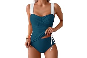B2prity Tankini Swimsuits for Women Tummy Control Two Piece Bathing Suit High Waisted Wrap Swim Suit with Bottom Swimwear