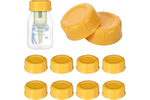 YYLAIIRE 10 Pcs Narrow Bottle Caps Compatible with Dr Brown's, Medela, Ameda, Lids Replacement Parts with Sealing Gasket, Fits Narrow Neck Dr Brown Glass Bottles, Storage Lids Replacement (Orange)