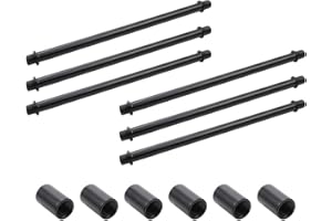 KUMGROT 6 PCS Straight Pipe Lamp Stem Kit with Connector Light Fixture Parts Lamp Making Kit Black Finish Lamp Rod Kit down Rods for Pendant Lights, 7.87" (200mm) Long
