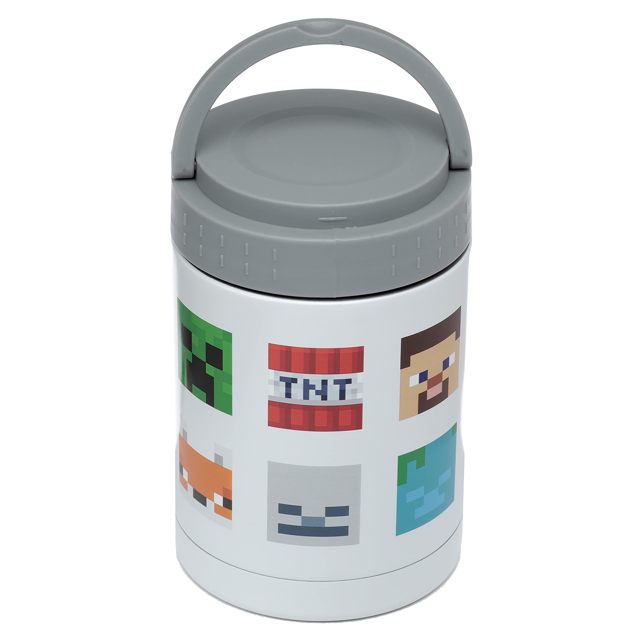 Puckator LPOT26A Minecraft Faces Reusable Stainless Hot & Cold Thermal Insulated Lunch Pot/Snack Pot 500ml