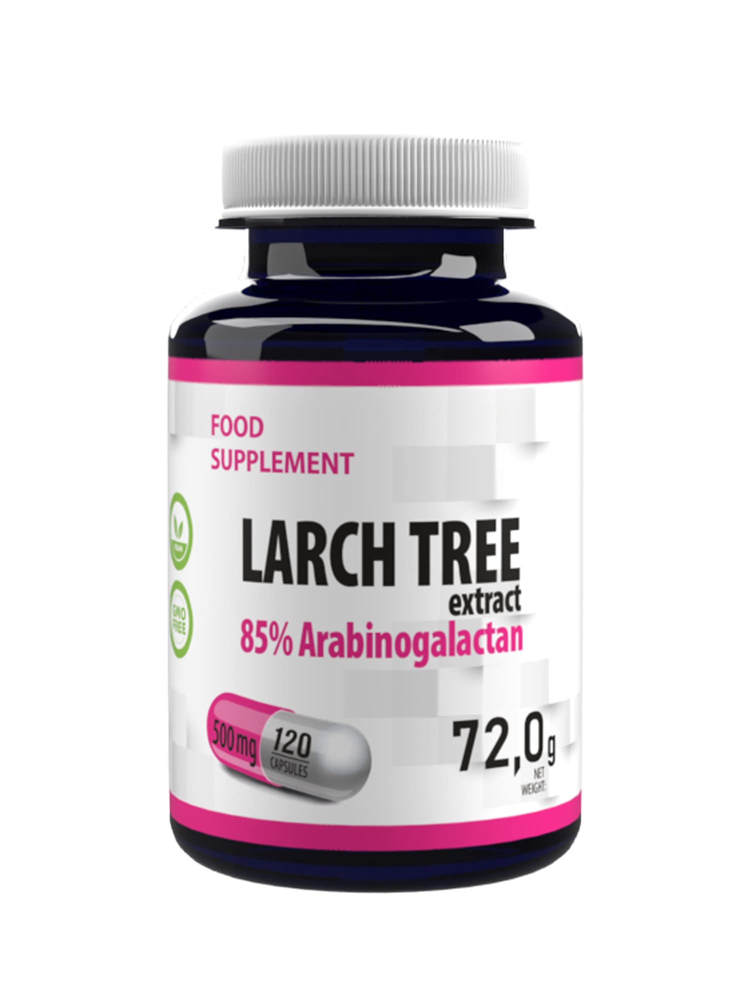 Arabinogalactan (Larch Tree Extract) 500mg 120 Vegan Capsules, 3rd Party lab Tested, High Strength Supplement, Gluten and GMO Free