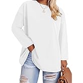 ROSRISS Plus-Size-Oversized-Tops for Women Trendy Drop Shoulder Pullover Shirts Casual Crewneck Long Sleeve Tunics XL-5XL