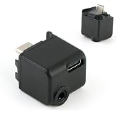 HBIHGHHONG 3.5mm Audio Adapter for DJI Osmo Action 5 Pro Mic Audio Adapter for Action 4 Microphone Audio Input Enhanced with Type-C（for Charging）