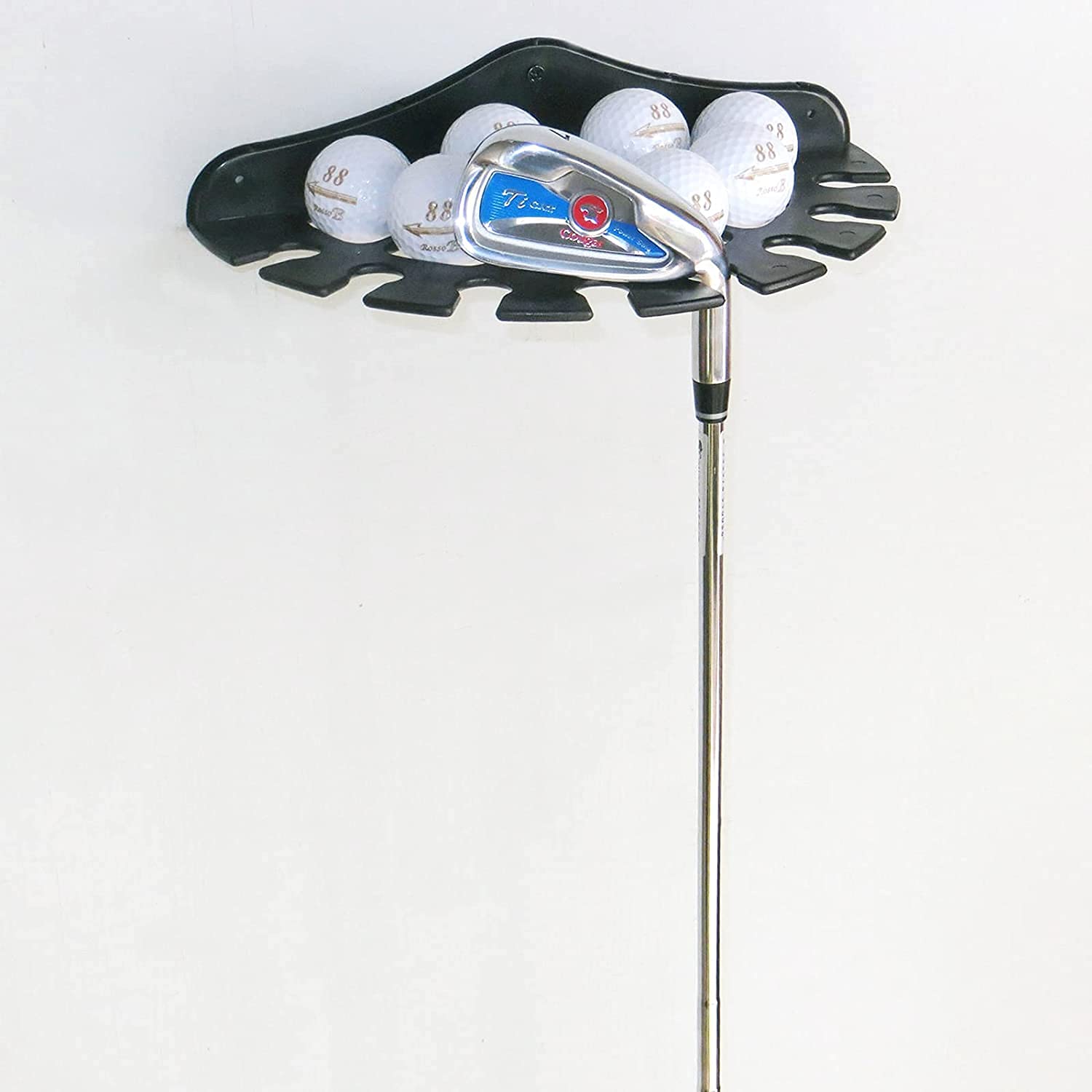 AUXPhome Golf Club Organizer - Wall Mounted, Black, Plastic & Polypropylene (PP), Easy to Install - Hardware Included, Space Saving, Durable & Lightweight
