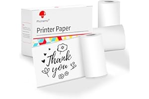 Phomemo Printer White Adhesive Thermal Sticker Paper, 50mm x 3.5m Compatible with Phomemo Q02/T02/M832/M02/M02 Pro/M02S/M04S Thermal Printer, Black on White, Keep for 2 Years, 3 Rolls