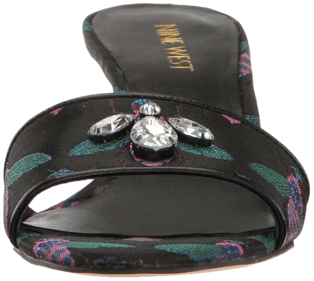 nine west lavender fabric mule black 5 b(m) us