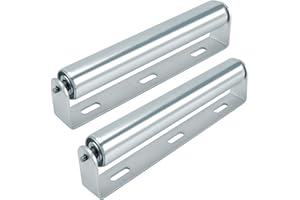 APOPIP 2 Pack Conveyor Long Roller and Bracket Set 10-inch, 1.5-inch Diameter Galvanized Steel Roller, Ideal for Use as Support Rollers in Woodworking, Roller Stand or Bike Rollers