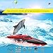 Blexy RC Boat High Speed 2.4G 4CH Electric RC Racing Boat with LCD Screen for Lakes and Outdoor Adventure (Red)