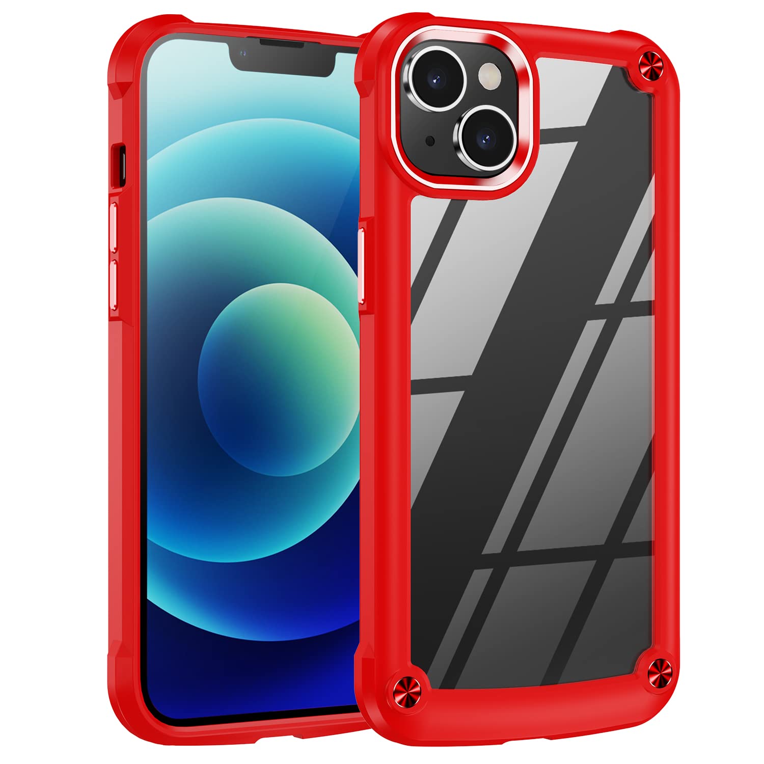 TECHGEAR iPhone 14 Plus Tough Case, [Fusion Armour] Premium Slim Hybrid Tough Rugged Protective Bumper Case Heavy Duty Protection with Clear Back Designed For iPhone 14 Plus 6.7" - Red