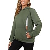 Bhome Nursing Sweatshirt Hoodie for Breastfeeding with Hidden Zippers Maternity Breast Pumping Tops Kangaroo Pocket
