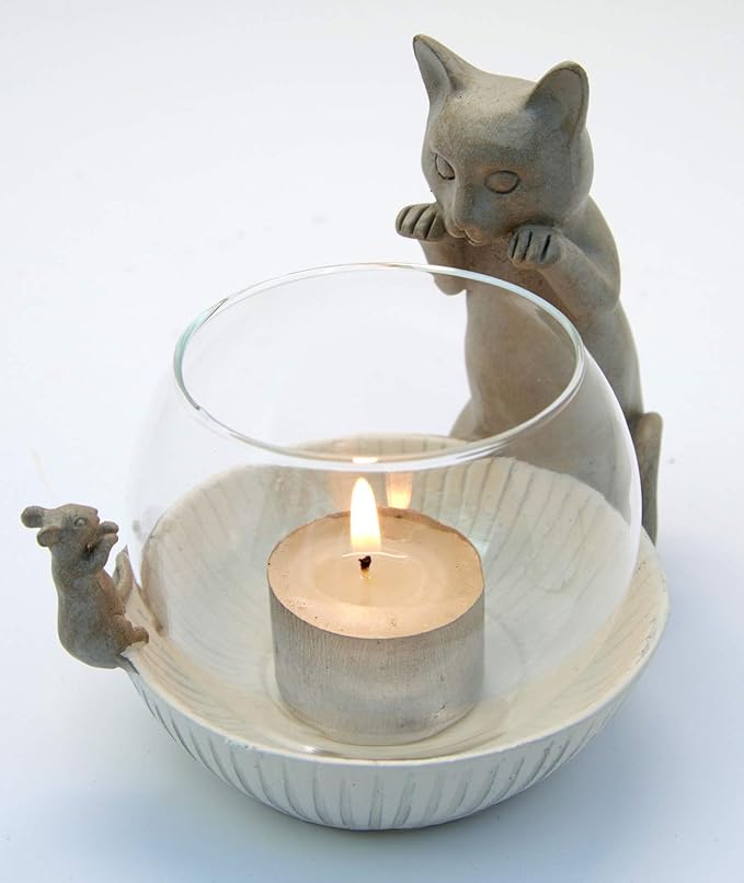 Parlane Cat & Mouse Tea Light Holder Indoor or Outdoor Use Amazon.co
