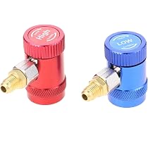 CarBole HVAC A/C Manifold Gauge Set Adapters, Low/High Side Quick Connectors, 1/4" SAE, Brass