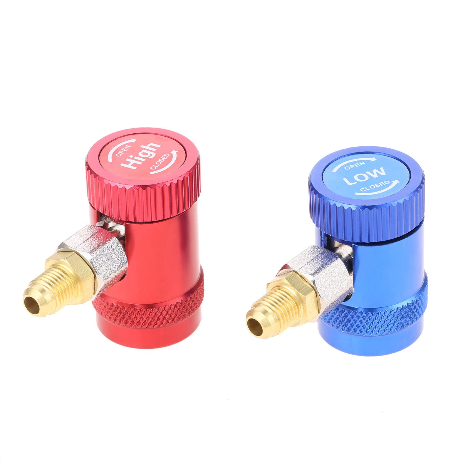 Aupoko R1234yf Quick Couplers, High/Low Side R1234YF Manual Couplers Connector Adapters with 1/4" Male Port, Replacement for A/C Refrigerants Manifold Gauge Set