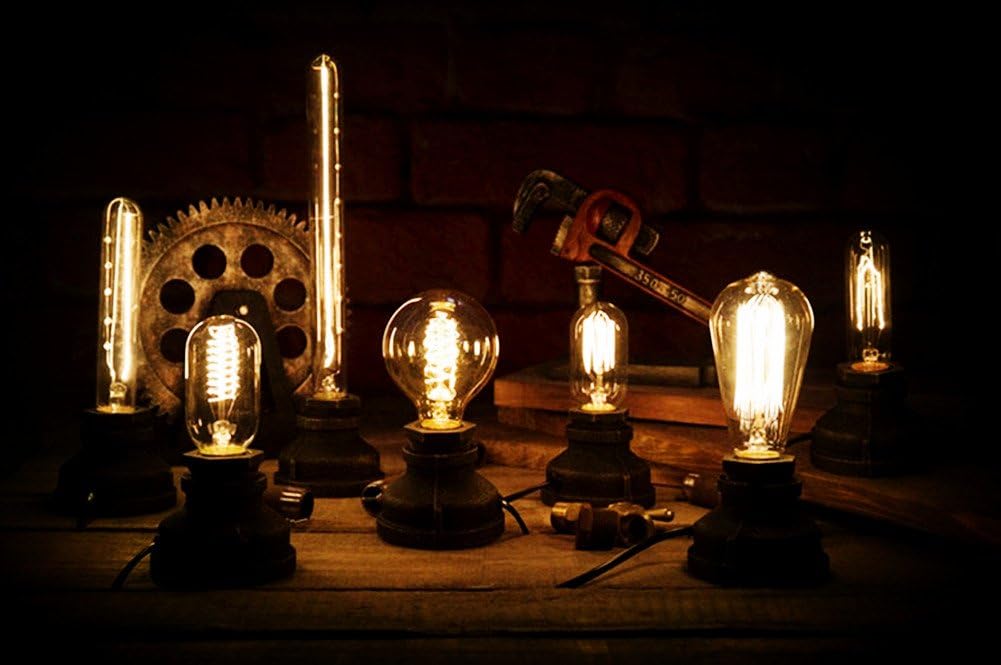YUENSLIGHTING Vintage American Village Style Desk Light Creative Table Lamp Iron Steel Water Pipe Table Night Lights,Bedside Desk Lamps,Industrial Steampunk Retro E27 Holder Fitting Lighting Fixture - Image 4